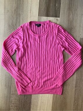 J.Crew Crewneck Ribbed Sweater 100% Merino Wool Pink Size Large